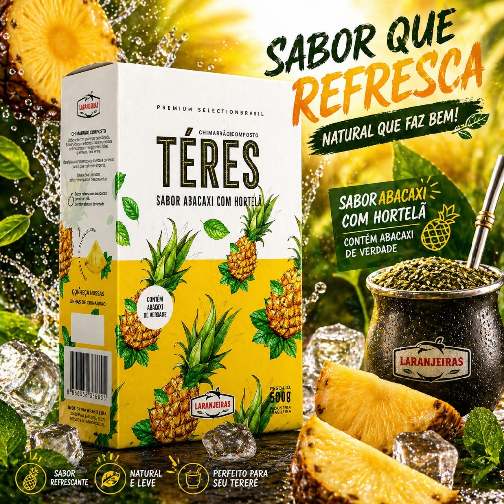 Combo Tereré - Téres Premium - Abacaxi e Menta - Composta de Erva Mate - 10 Und