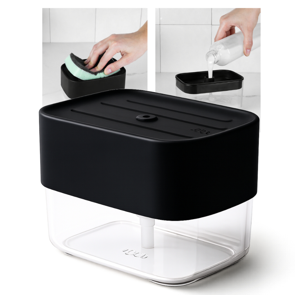 Dispenser de Detergente 500ml com Porta Esponja Trium OU – Organizador de Pia Cozinha Premium Antidesperdício