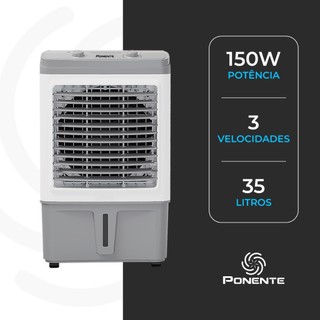 Climatizador de Ar 35L Ponente 150W 3 Velocidades Oscilante Econômico Portátil com Rodinhas Baixo Consumo