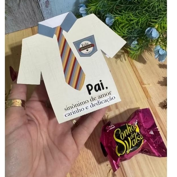 Caixinha Dia dos Pais | Lembrancinhas | Caixinha Personalizada Camisa com Gravata para Bombom,, Doces, etc