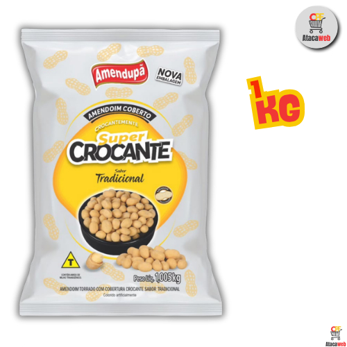 Pacote Amendoim Torrado Super Crocante Tradicional 1KG - Amendupã
