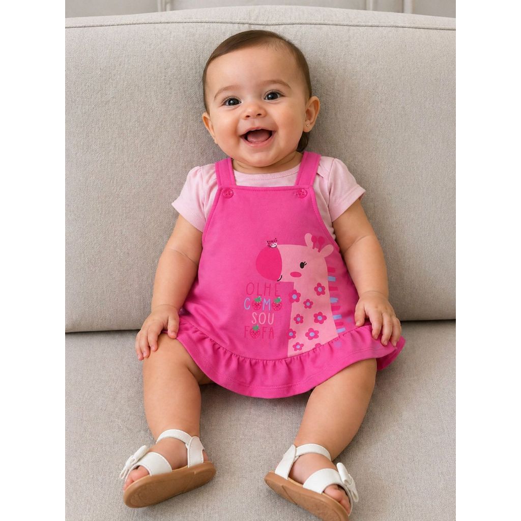 Jardineira Infantil Bebê Feminina Bichinhos Kely Kety - Promoção