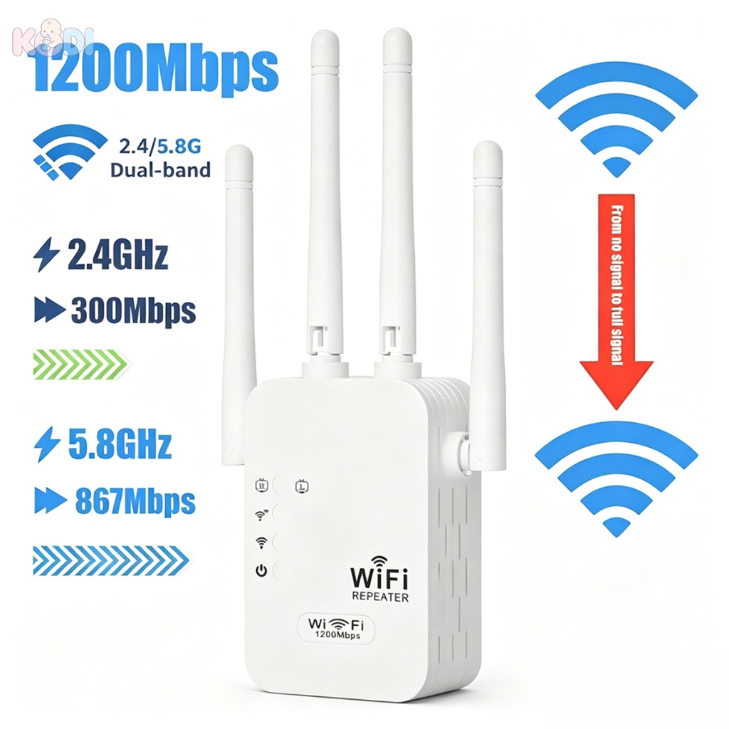Repetidor de WiFi 1200Mbps Cobertura 50m Bivolt 110/220V Para Casa e Escritório  -G8