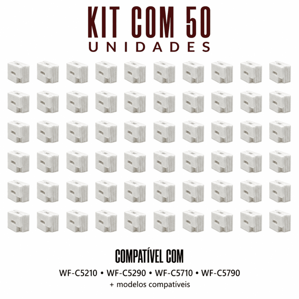 Kit 50 Feltro Almofada Epson T6716 T671600 Sem Chip WF-C5210 C5290 C5710 C5790 M5299 M5799