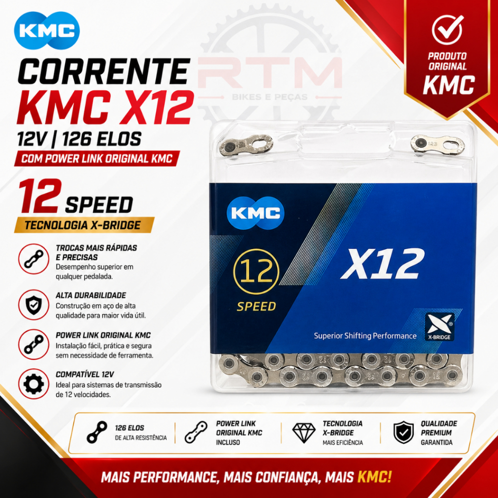 CORRENTE KMC X12 12V 126 ELOS COM POWER LINK ORIGINAL