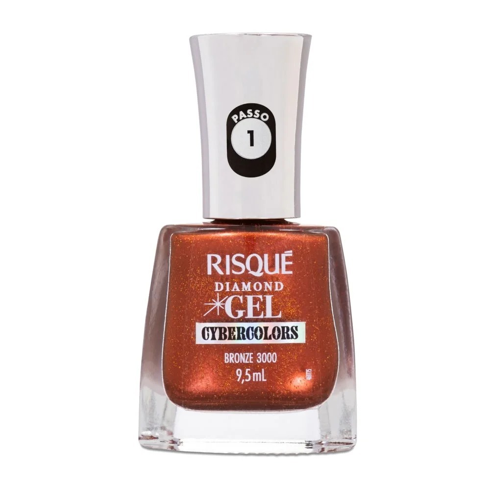 Esmalte Risqué Diamond Gel Cybercolors Bronze 3000 Metálico 9,5ml