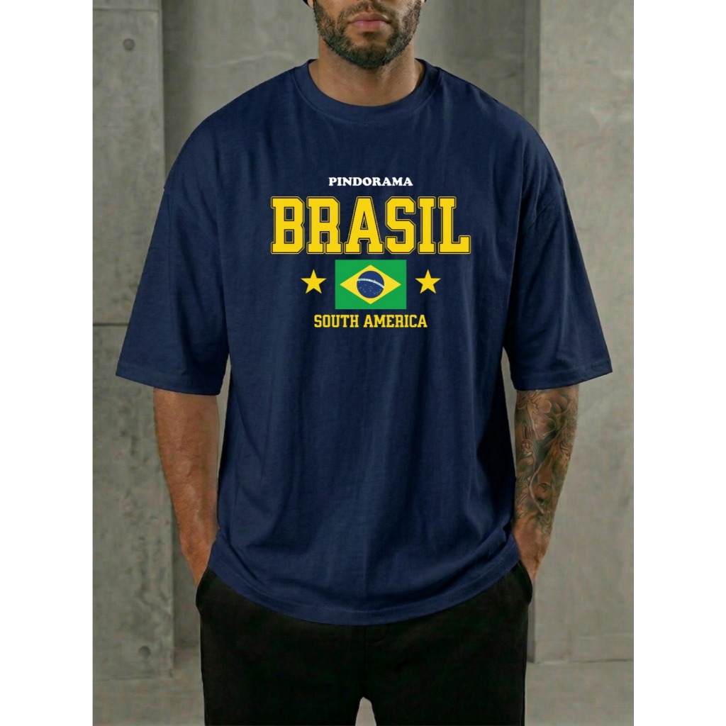 Camiseta Oversized Copa T-shirt Pindorama Brasil Hexa Futebol Copa do Mundo 2026 Gola Redonda