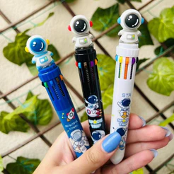 Caneta Astronauta 10 Cores Papelaria Fofa Kawaii Material Escolar Presente Infantil 0.5mm
