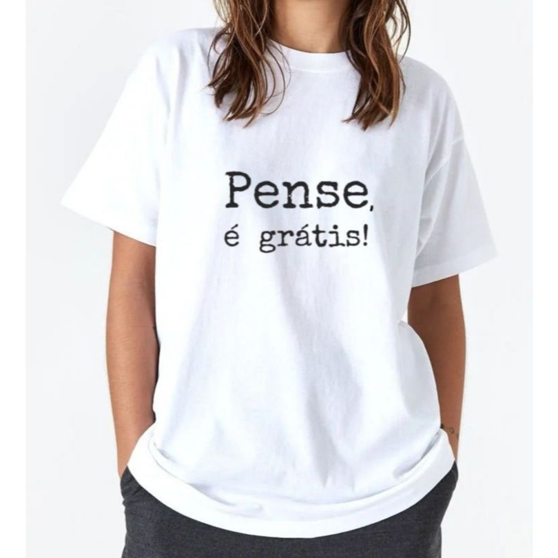 Camiseta Feminina Frase Divertida Algodão Confortável Casual Oversized Moda Streetwear