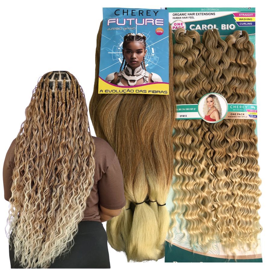 Combo Carol Bio Cherey + Jumbo - Cabelo 100% Bio Orgânico Cacheado Crochet Braid Gypsy
