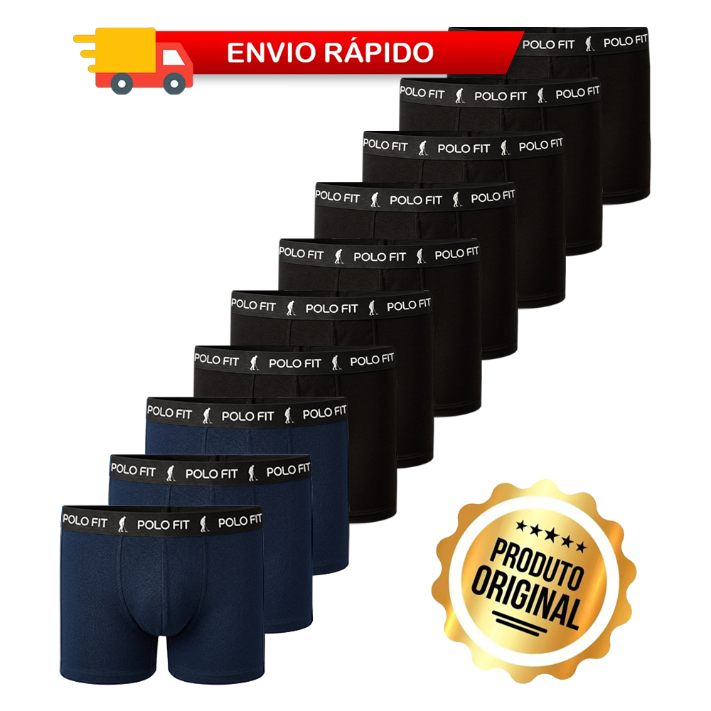 Kit 10 Cuecas Infantil Boxer Algodão Menino Original Cueca Box Juvenil Kids Polo Fit