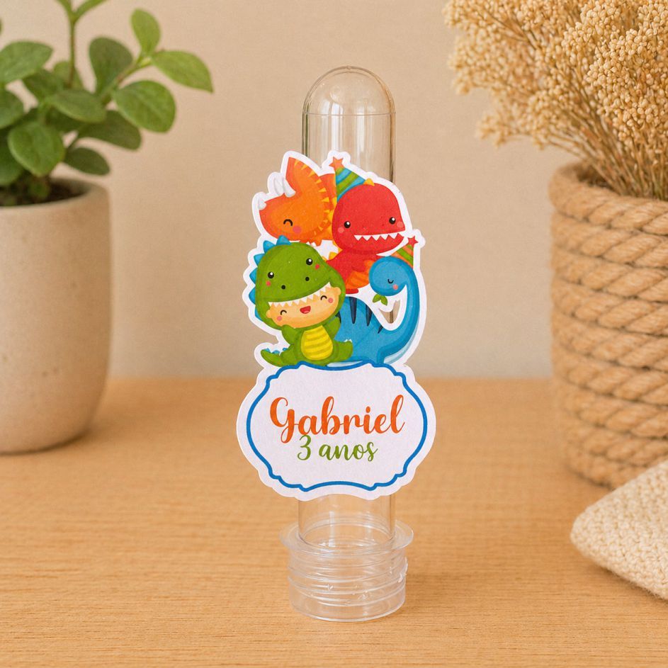 Aplique para Tubete Personalizado Dinossauro Baby I Tag I Aniversário I Lembrancinha Festa