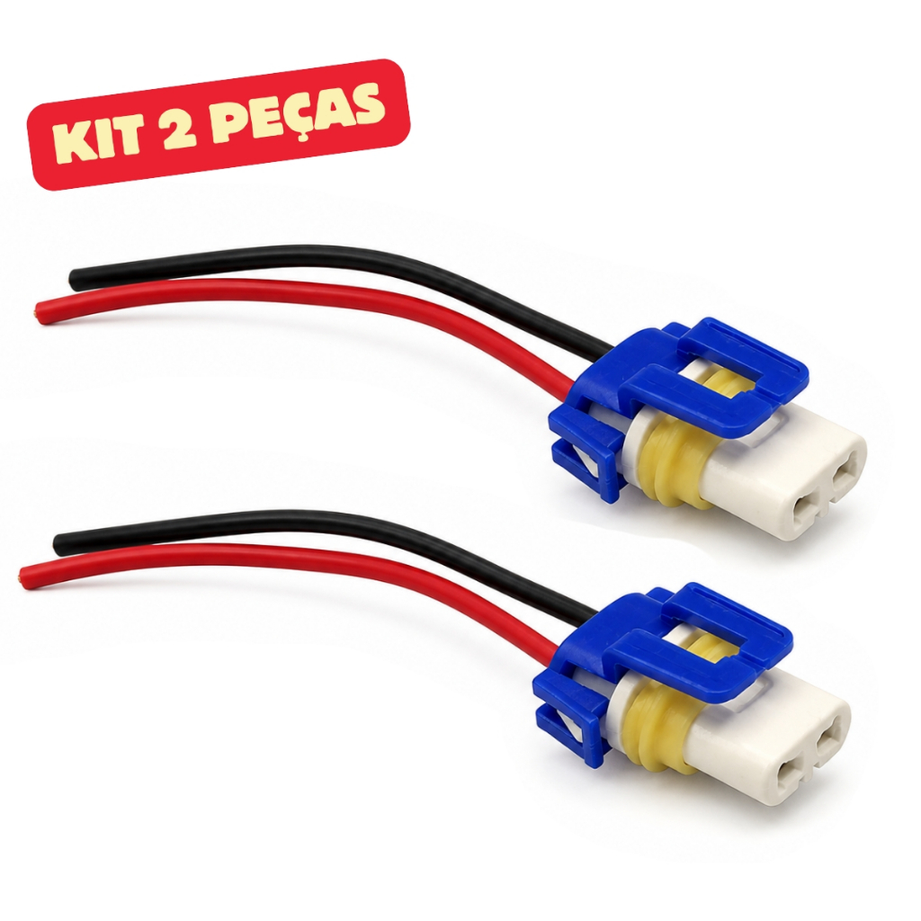 Kit 2x Chicote Soquete Conector Farol Lâmpada HB3 HB4 9005 ou 9006