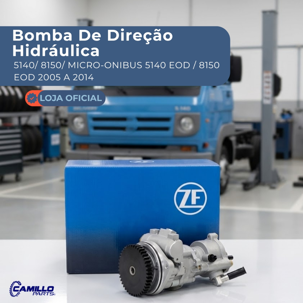 Imagem Bomba Direção Hidráulica Tandem Com Vácuo Volkswagen 5140 8150 Motor MWM 2005 a 2014 ZF Original