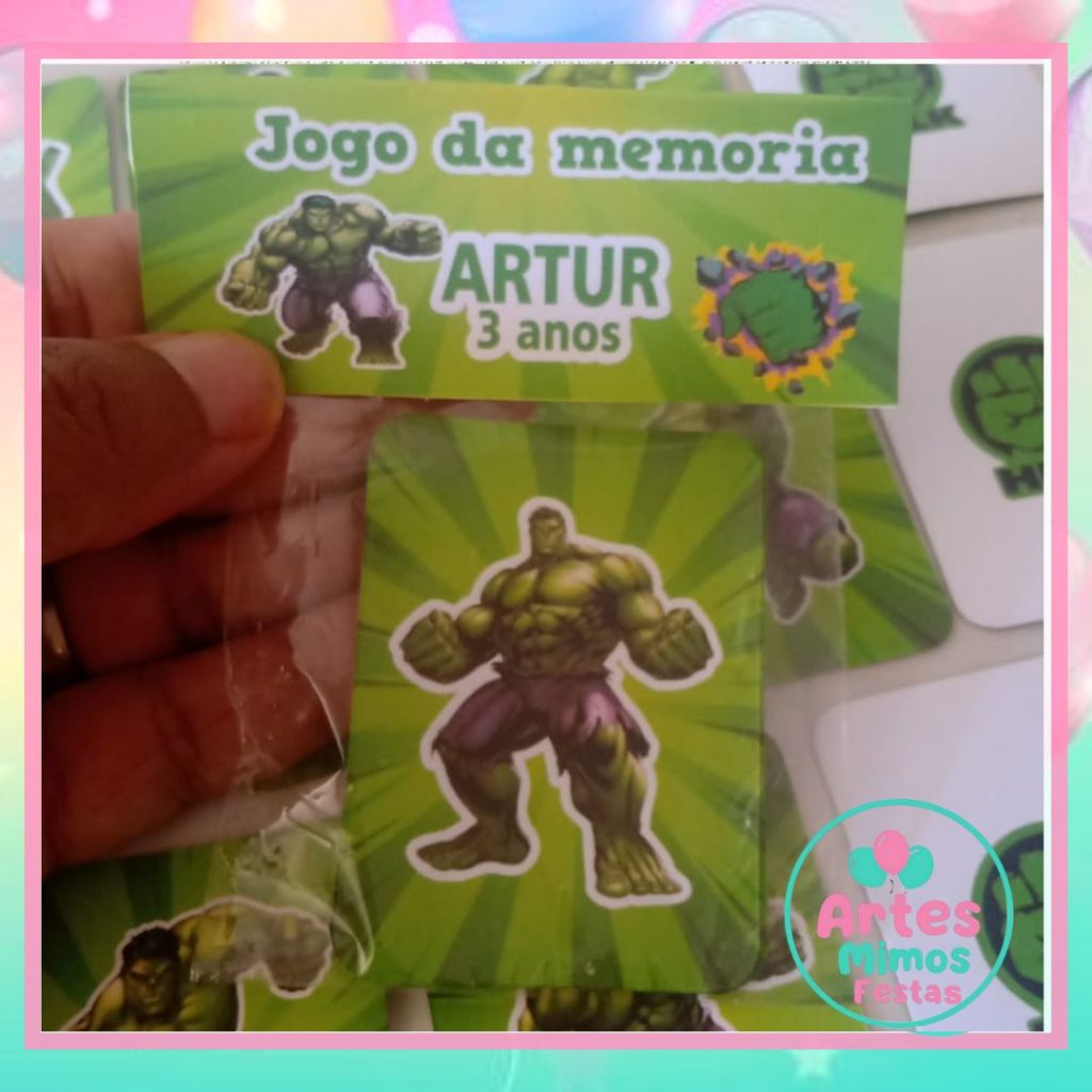 Jogo da Memória Hulk Personalizado Para Lembrancinha de Festa Infantil Divertida aniversario criança jogo educativo mimo