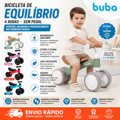 BICICLETA DE EQUILÍBRIO INFANTIL 4 RODAS SEM PEDAL BUBA