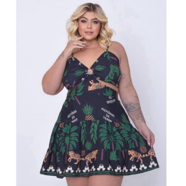 Vestido De Alça Na Farm Plus Size