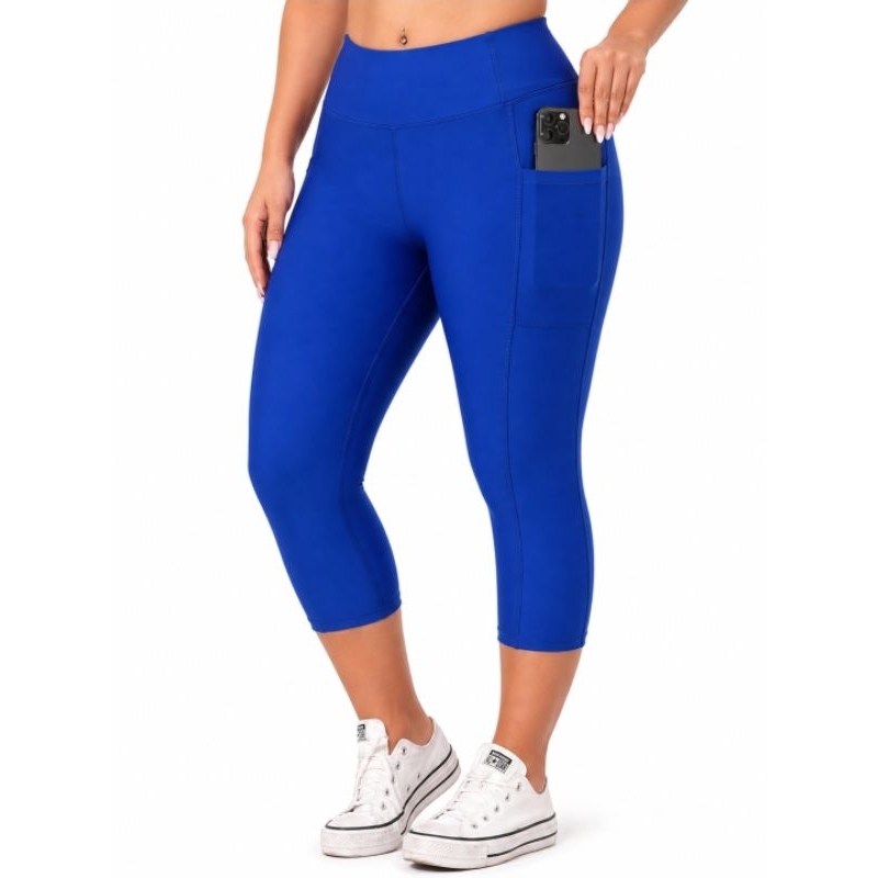 Calça Capri ciclista feminina Corsário Legging Academia 2 Bolsos bermuda ciclista para Yoga corselet academia treino dia