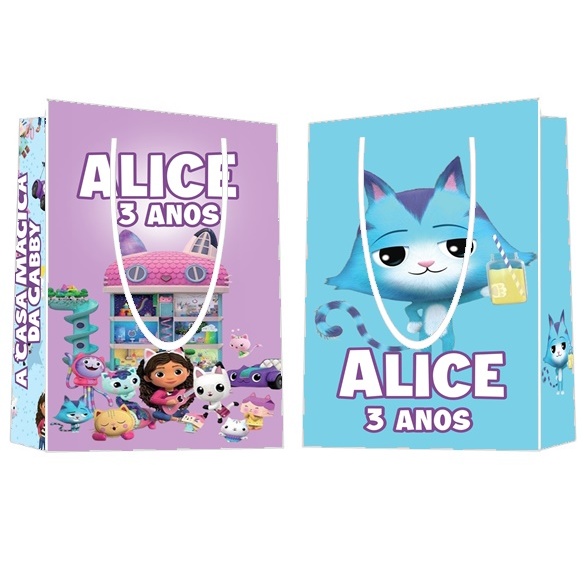 Sacolinha A Casa Mágica da Gabby Personalizada para Aniversário/ Lembrancinha Festa Infantil / Qualquer nome e idade