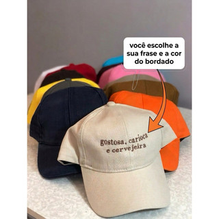 Boné BORDADO com a sua frase PERSONALIZADO NA FRENTE DO BONÉ - VOCÊ ESCOLHE A FRASE!