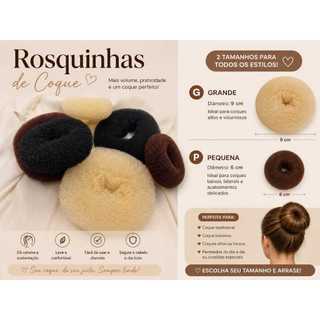 Kit Rosquinha de Coque 2 Unidades P e G Enchimento para Coque Volume Fácil Cabelo