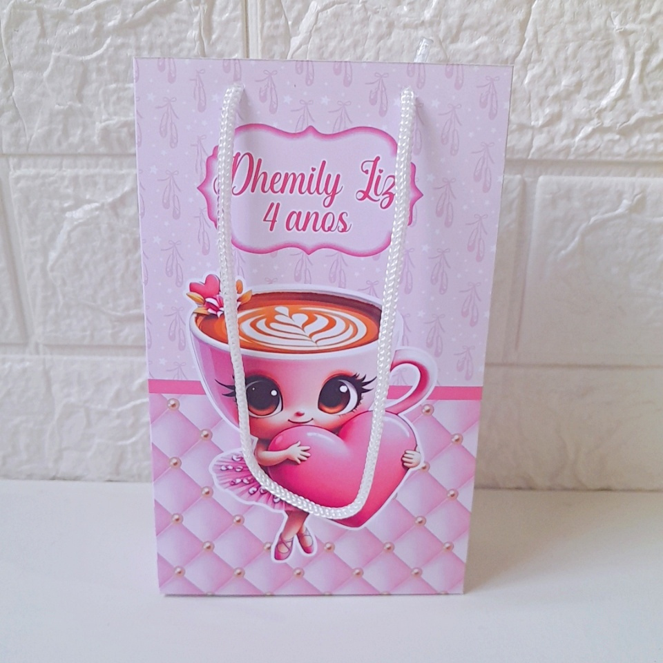 Sacolinha  Bailarina Caputina rosa Personalizada  Pegue e Monte  Lembrancinha Festa Infantil Sacola Surpresa Mimo
