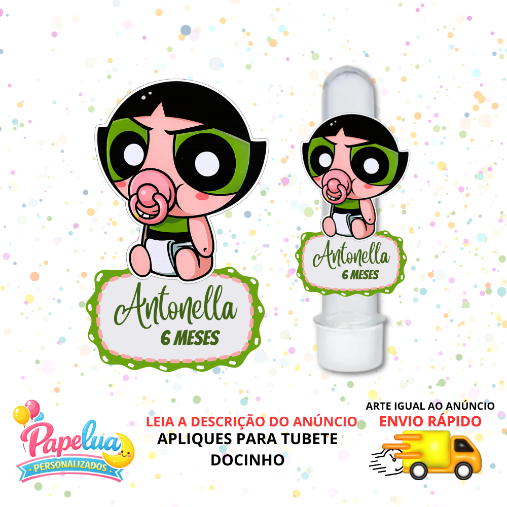 Apliques para Tubete Docinho Meninas SuperPoderosas personalizado (já vai recortado) – Lembrancinha Festa Infantil