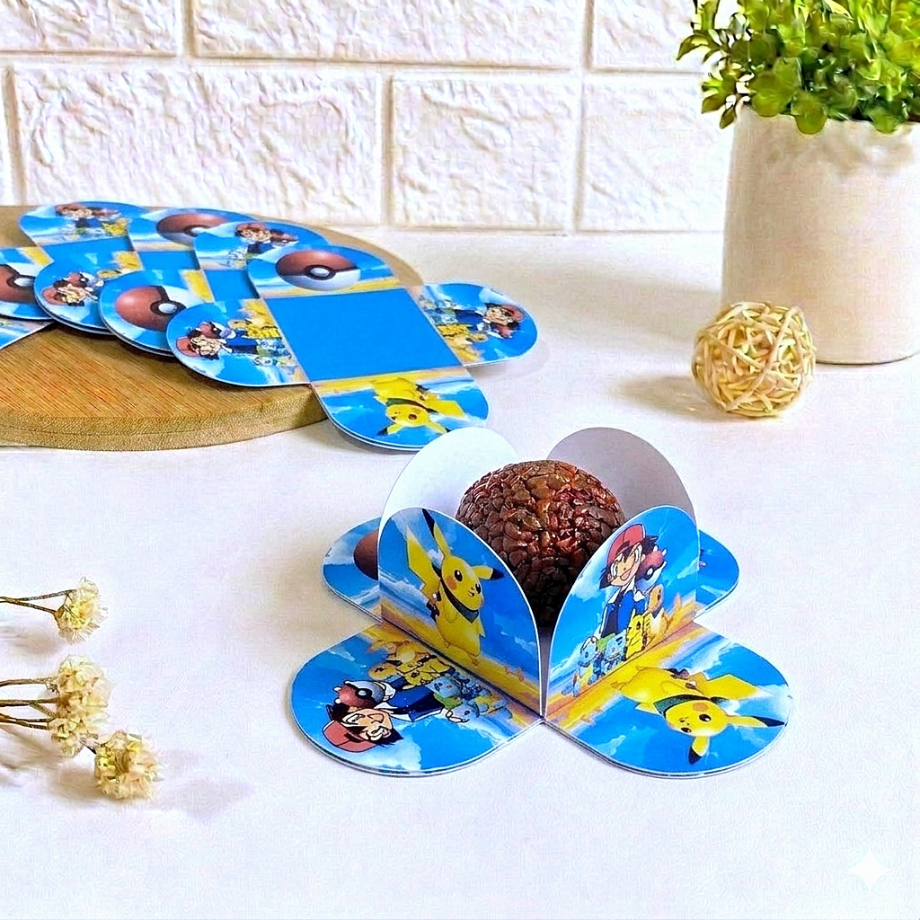 Forminhas para Doces Pokemon Personalizadas | Festa Infantil | 4 Pétalas | Lembrancinhas Aniversário
