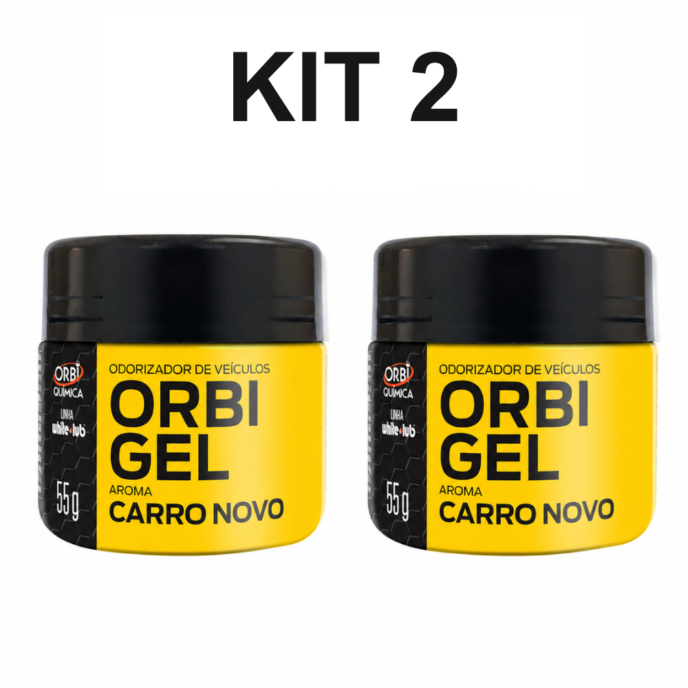 Kit 2 Odorizador Veicular Orbi Gel Carro Novo 55g Aroma Prolongado + Frescor