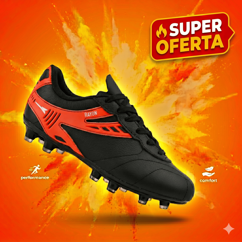 Chuteira em Couro 100% Legitimo Campo Trava  Resistente Costurada Original Fly Grip R416-03