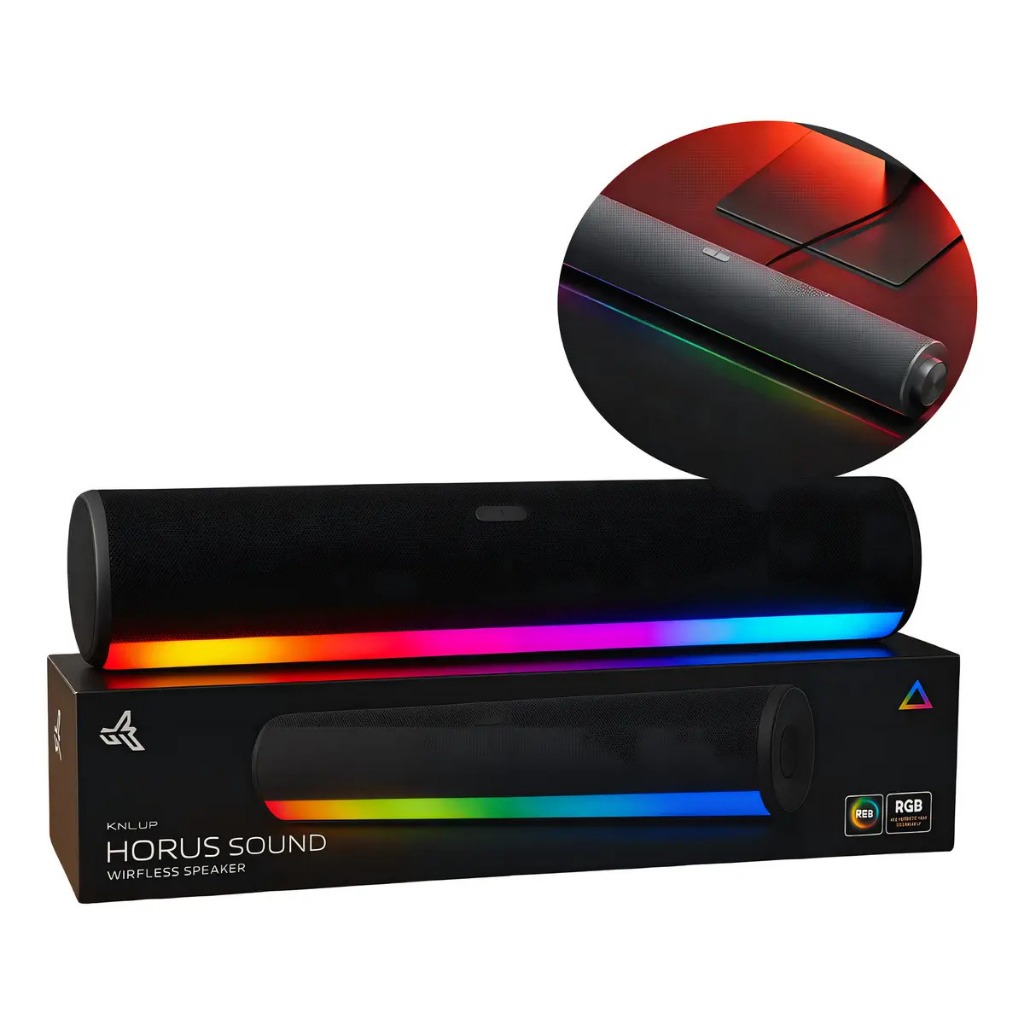 Caixa de Som Soundbar Gamer Knup Horus 14W USB RGB PC KPRO852 Compacta