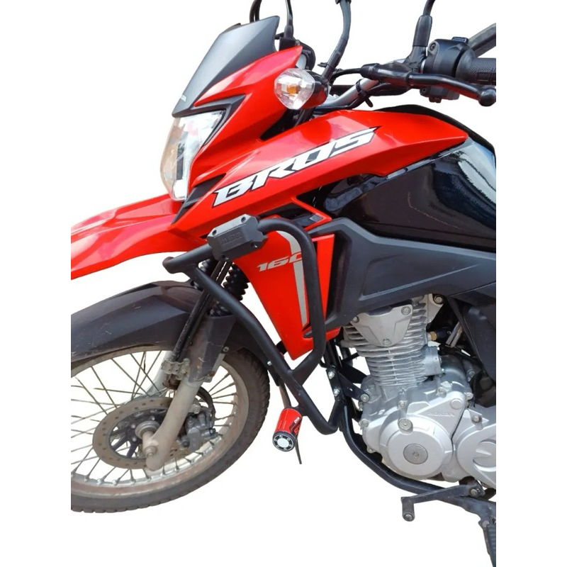 Protetor Carenagem Bros 160 com Pedaleira e Esbarrador | Evite Prejuízo em Quedas | Reforçado Preto Fosco 2015 a 2024 — imagem 2 de 2