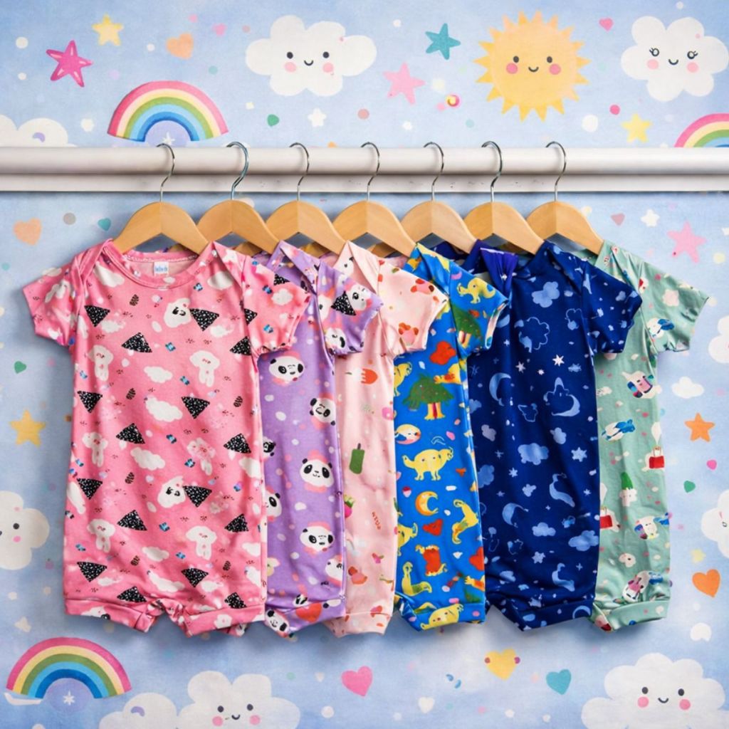 Kit 3 Macacão Curto Romper Bebê Infantil Tecido Suede Premium Masculino e Feminino 0 a 12 Meses