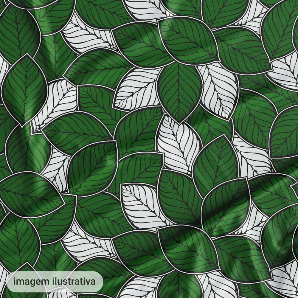 Tecido Oxford Orixás Folhas Verde e Branco Oxossi Religião Umbanda