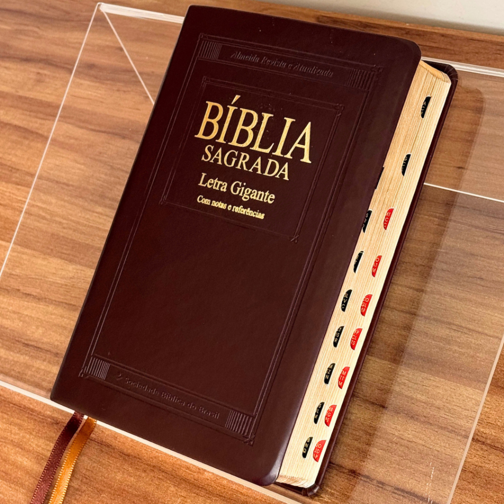 Biblia Sagrada ARA com Letra Gigante e Índice Lateral | Capa Luxo Marrom Nobre