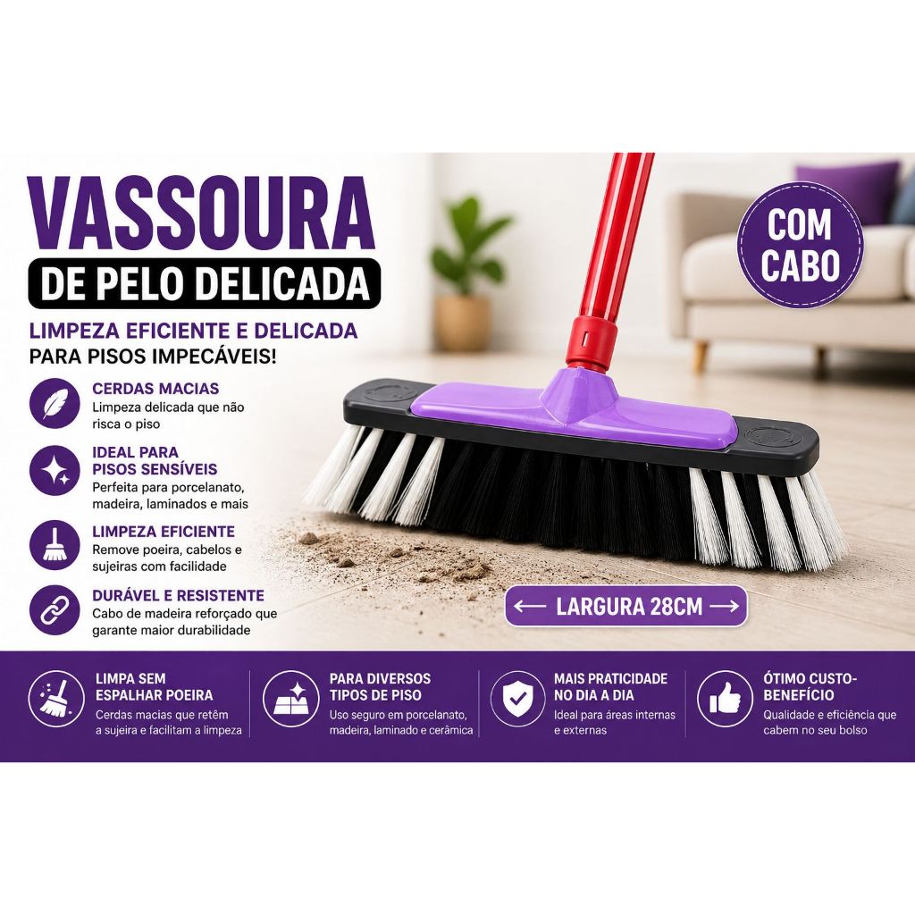 Vassoura pelo piso delicado