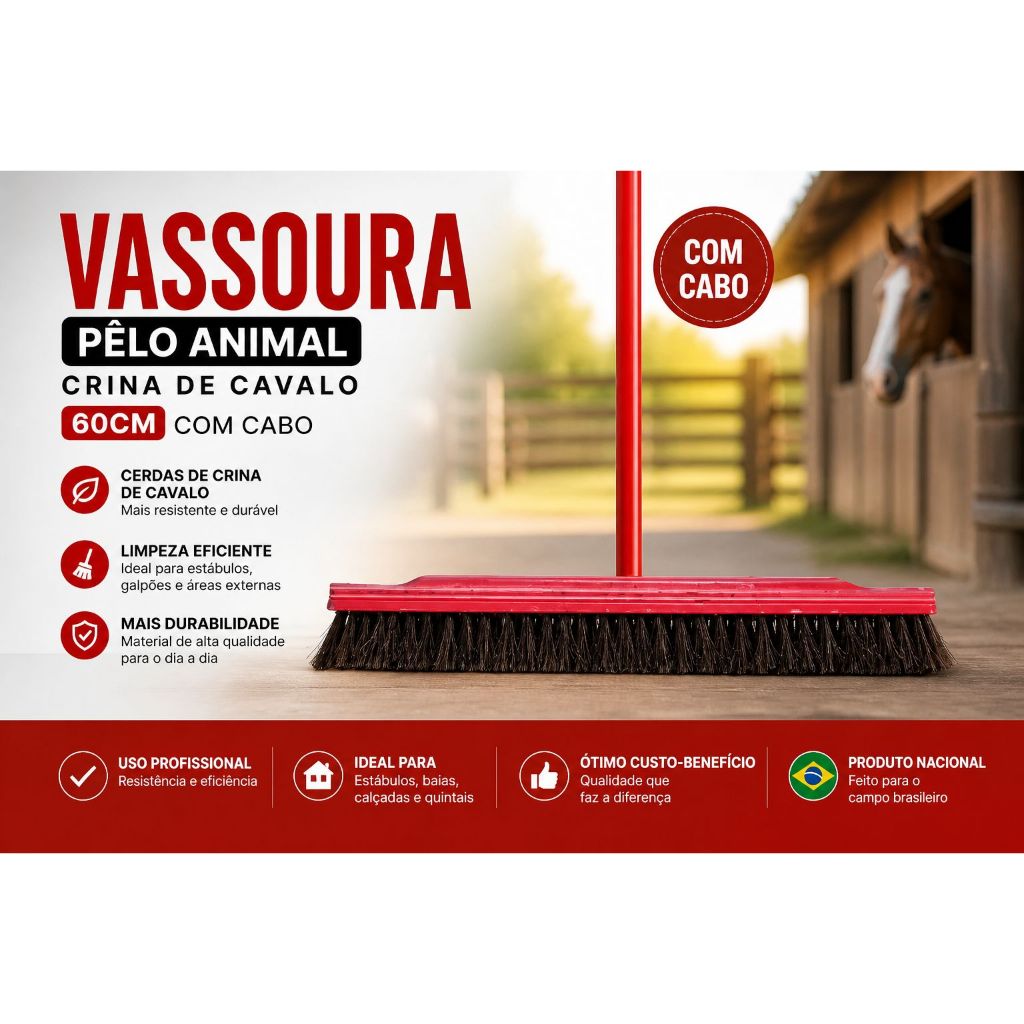 vassoura pelo animal 60cm com cabo