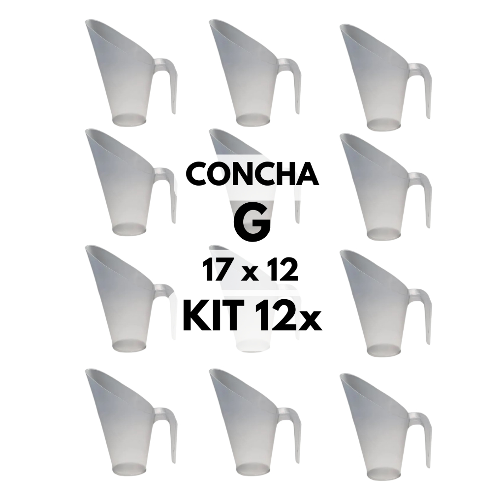 KIT 12x Concha Plástica Medidora G 600ml - Cereais Grãos Temperos Cozinha