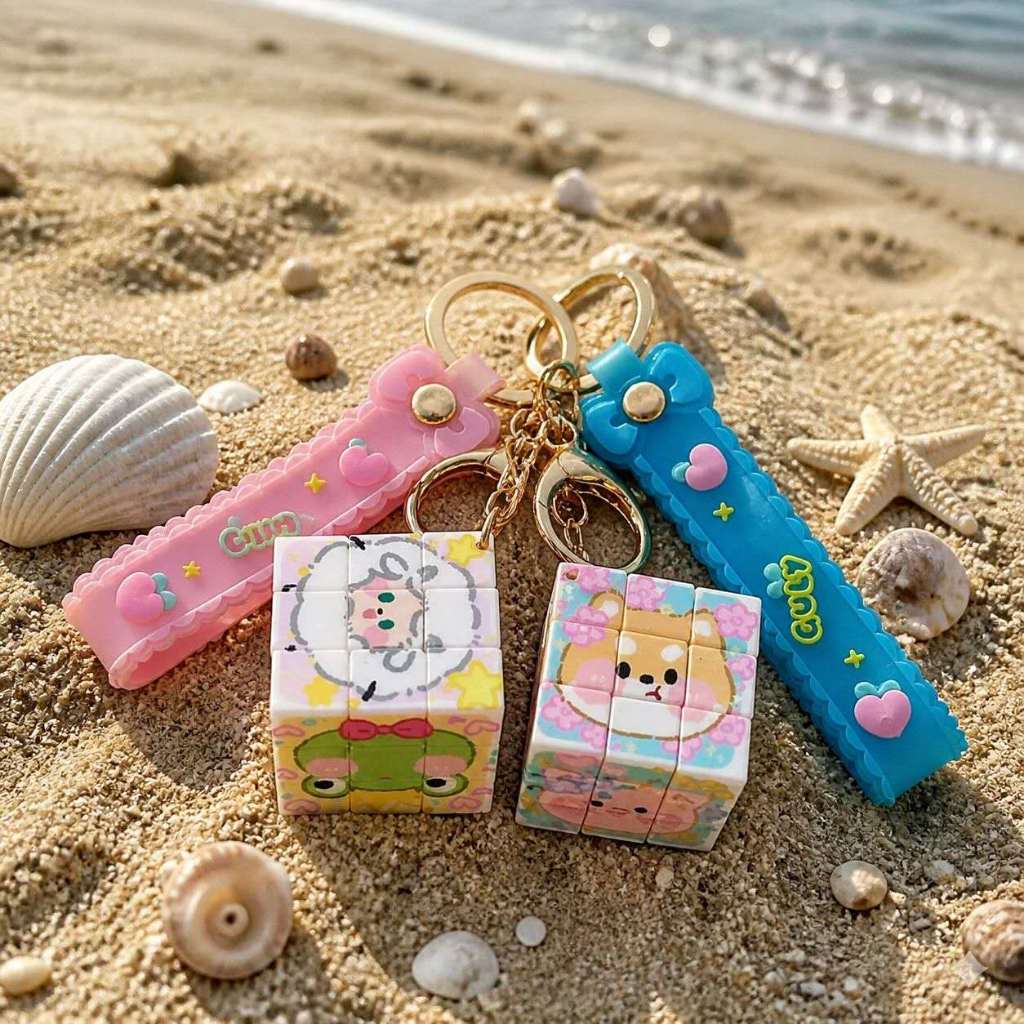 Chaveiro de cubo mágico [ com desenhos fofos aleatórios; com alça; sem sino ] ~IDEA FLORIDA SHOP ~