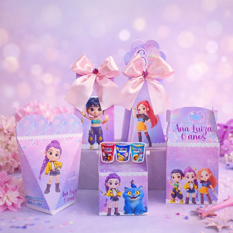 kit Caixas Guerreiras do kpop personalizada/lembrancinha/aniversário/festa infantil