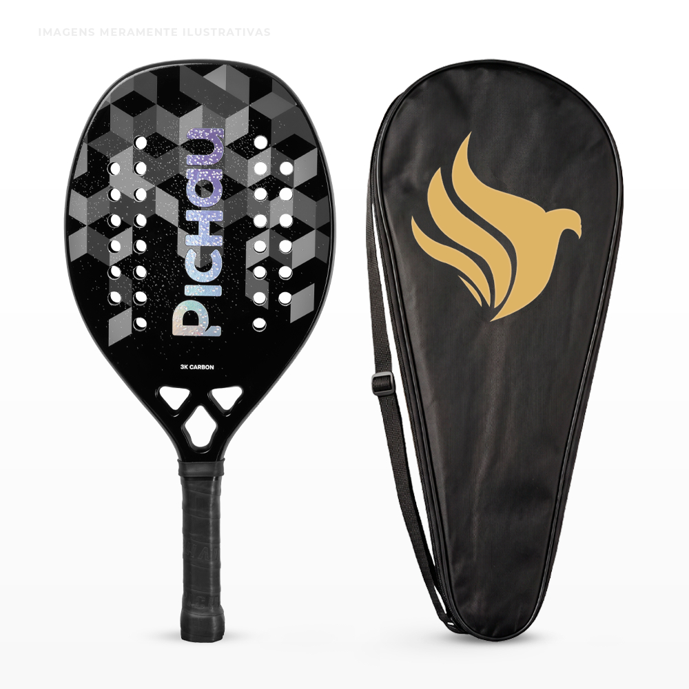 Raquete de Beach Tennis Pichau Nocturne Bay 3K Carbon 28 Furos, PES-RKT-NCT