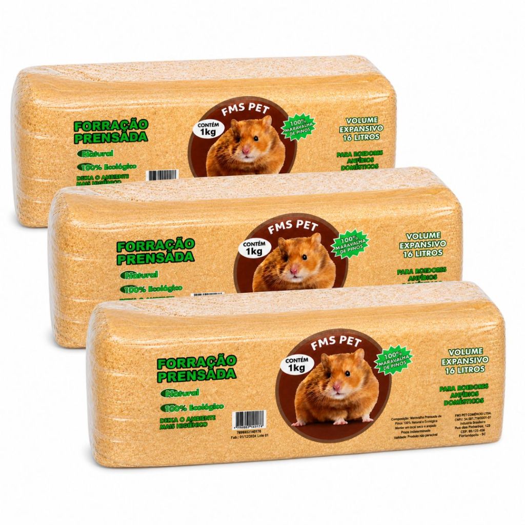 3 Serragem Prensada Forração Para Hamster Roedores Aves e Compostagem
