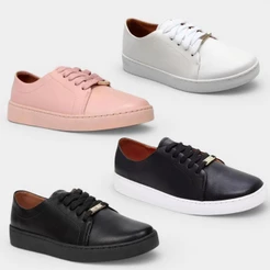 Tênis Vizzano Casual Feminino Cadarço Pelica Ultraleve Conforto Dia a Dia Moda