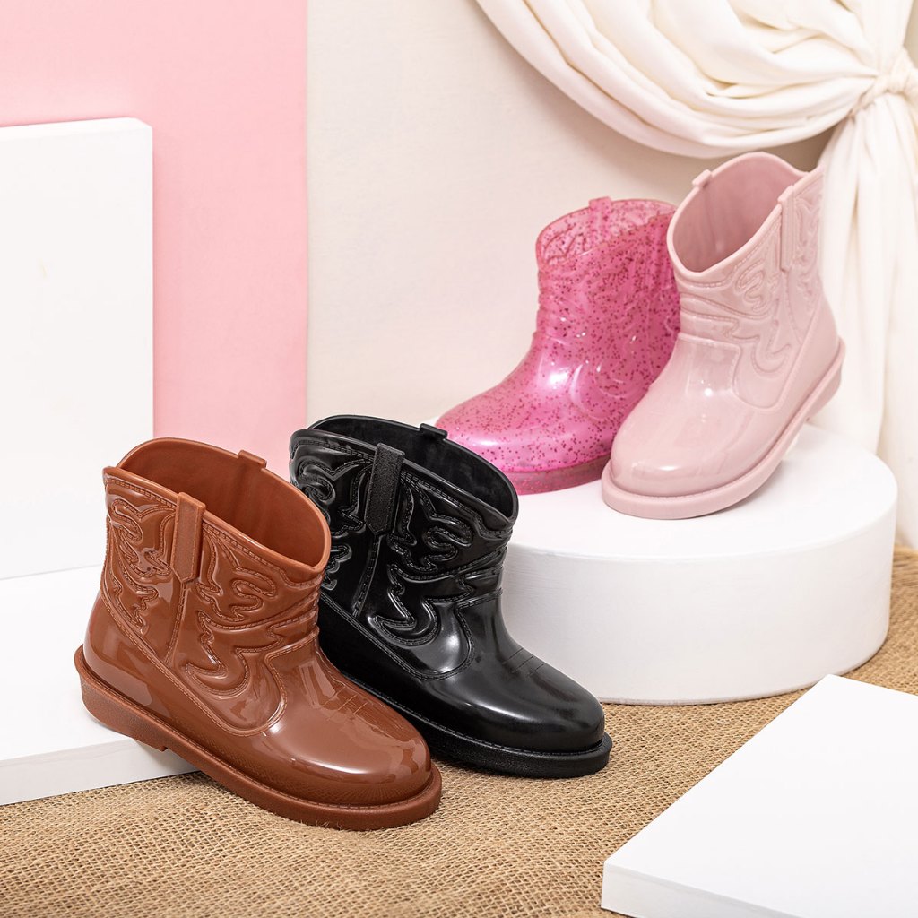 Galocha Bota Infantil Texana Menina Boiadeira Cowboy Country Glitter Antiderrapante Impermeável