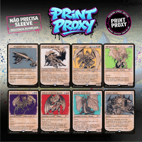 CONJUNTO DE CARTAS PROXY - HERE BE DRAGONS - MAGIC THE GATHERING