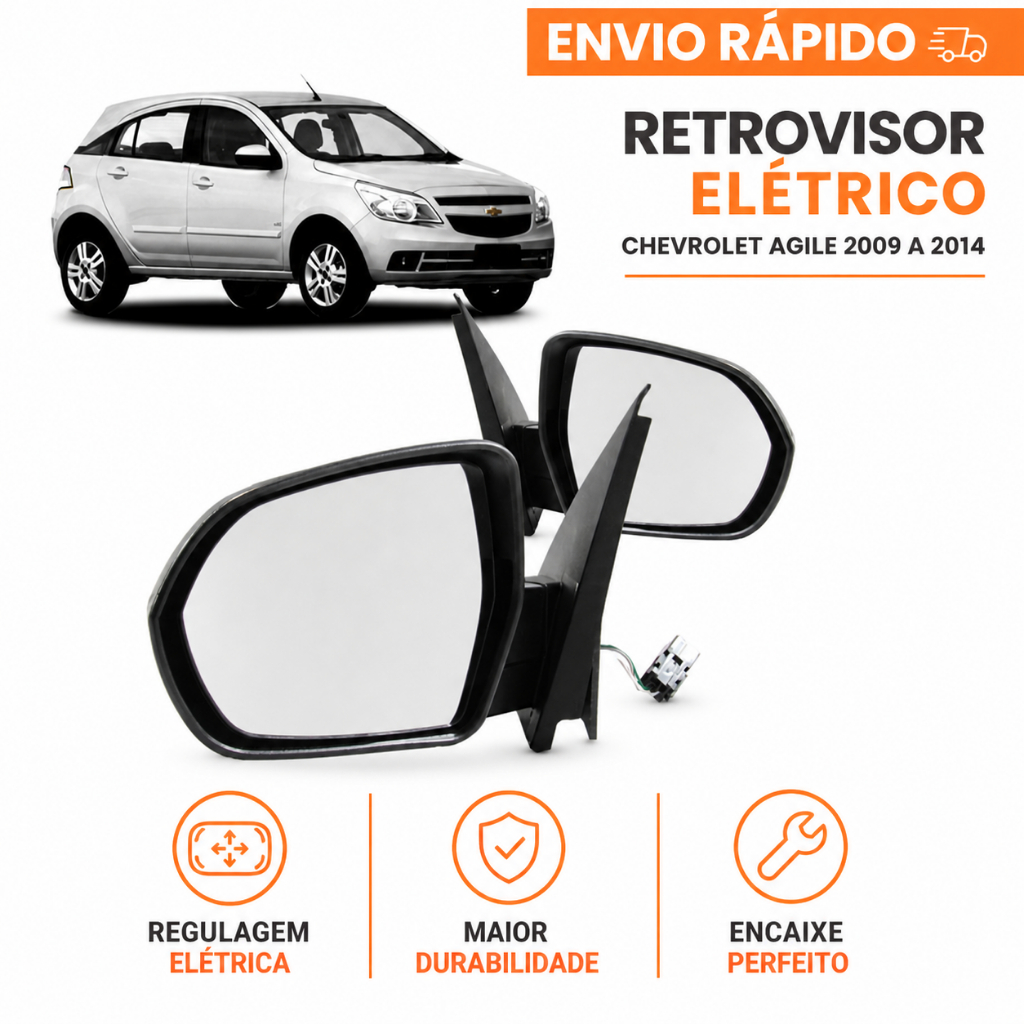 Retrovisor Chevrolet Agile 2009 2010 2011 2012 2013 2014 Eletrico