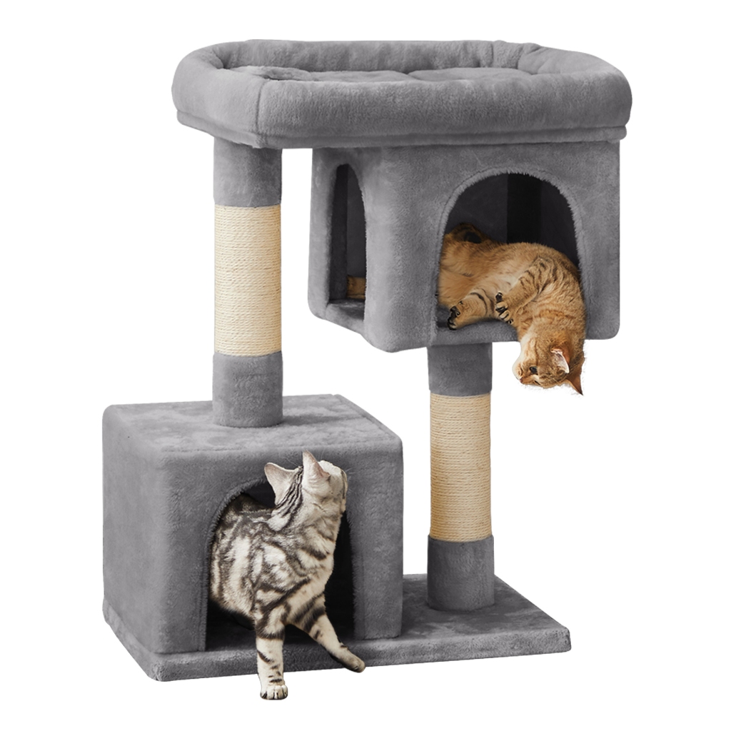 Imagem SONGMICS Arranhador para Gatos Grandes, Torre com 2 Tocas, Poleiro Largo, Postes para Arranhar, para Sala, 84/101cm