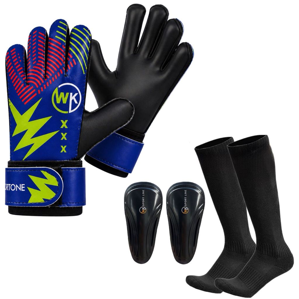 Kit Luva de Goleiro  Meião E Caneleira Varias Cores Infantil