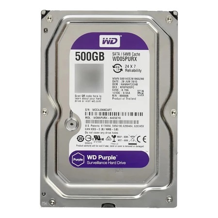 HD WD Purple 500gb SATA 3.5” Para DVR Intelbras/Multimarcas CFTV Vigilância 24/7 Novo c/ Garantia