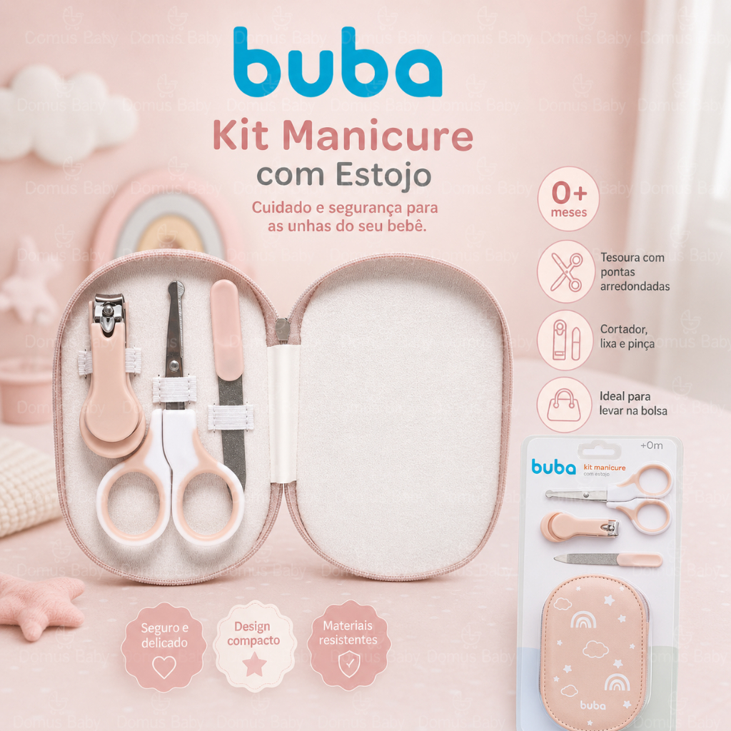 Kit Manicure Completo com Estojo para Bebê Recém-nascido Buba